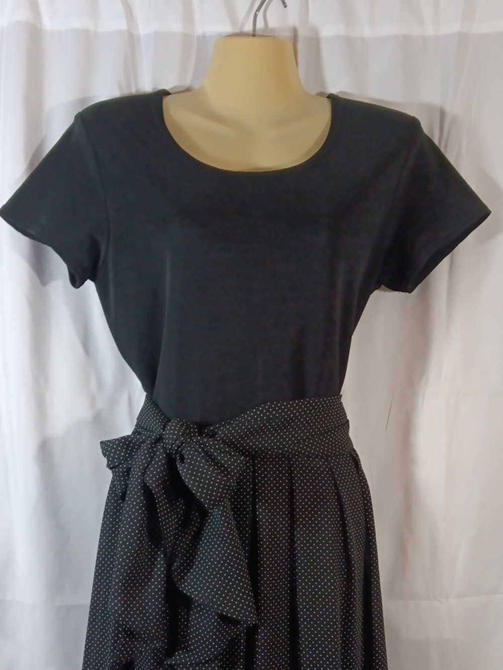 CDC Vintage Womens 8 Jumpsuit Black Polka Dot Wide Leg High Rise Waist Tie - Picture 2 of 14